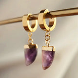 Amethyst or Lapis Lazuli Gemstone Hoops