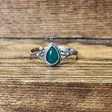 Green Onyx Sterling Silver Ring - Size 7 / N1.5
