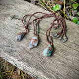 Polished Ajoite in Matrix Free Forms Set In Copper Art Wire Wrap Pendant