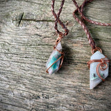 Polished Ajoite in Matrix Free Forms Set In Copper Art Wire Wrap Pendant