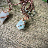 Polished Ajoite in Matrix Free Forms Set In Copper Art Wire Wrap Pendant