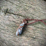 Polished Ajoite in Matrix Free Forms Set In Copper Art Wire Wrap Pendant