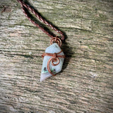 Polished Ajoite in Matrix Free Forms Set In Copper Art Wire Wrap Pendant